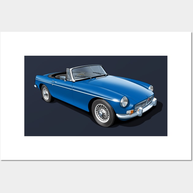 MGB Roadster in mineral blue Wall Art by candcretro